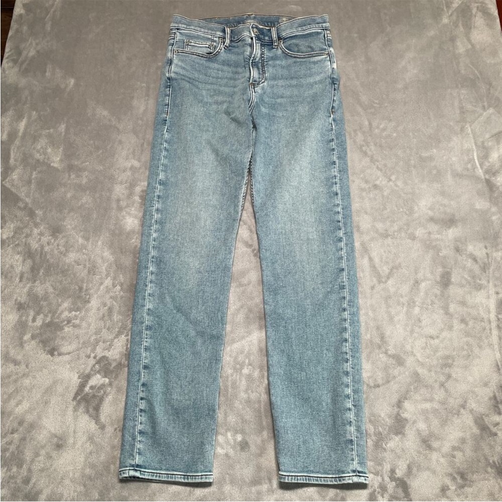Faherty Pants Mens 33 Blue Stretch Terry Indigo 5 Pocket Denim Look Comfort Soft